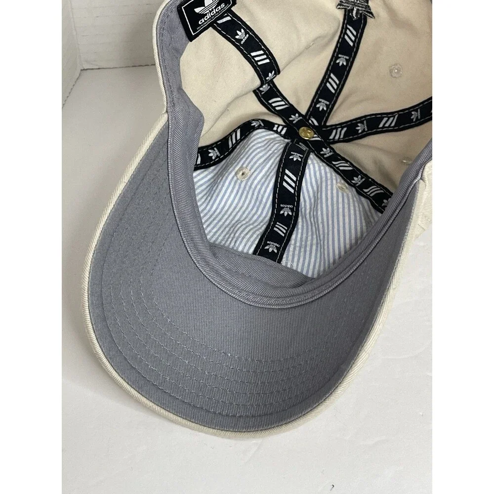 Adidas Sand Beige Cotton Adjustable Dad Hat Cap Embroidered Logo